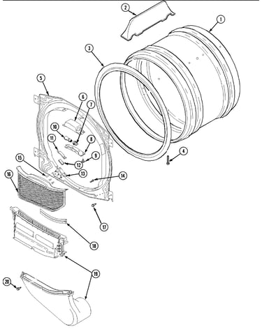 Front bulkhead, air duct & drum