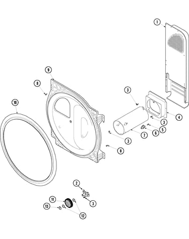 Rear bulkhead, roller & air duct (gas)