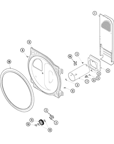 Rear bulkhead, roller & air duct (gas)