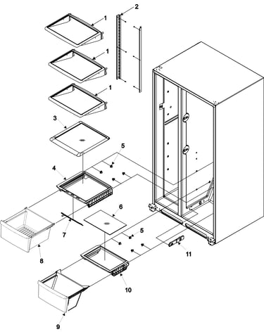 Crisper assy & ref shelf series 50+