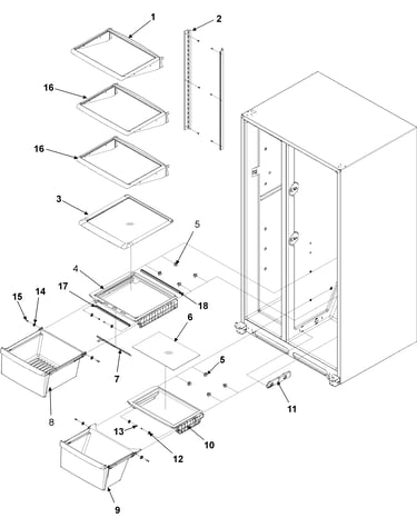Crisper assy & ref shelf series 50+