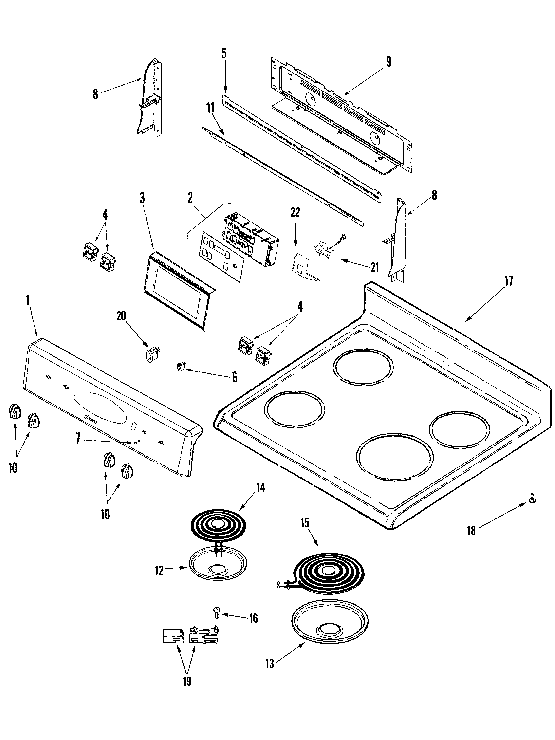 Control panel/top assembly