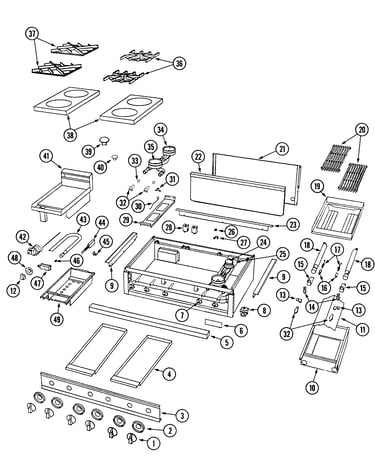Top assembly/gas controls