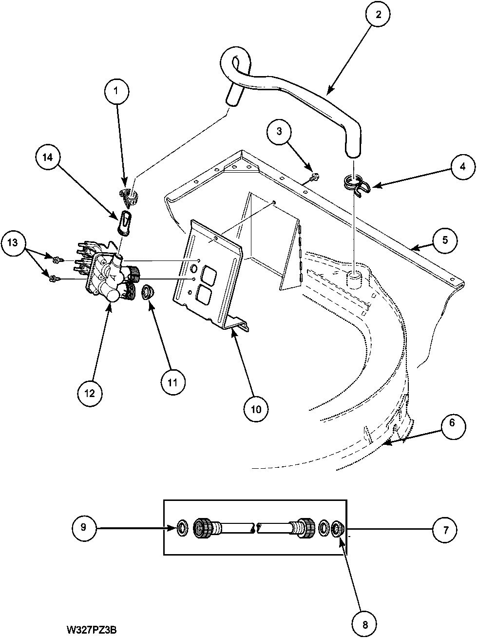 Inlet/fill hoses and mixing valve