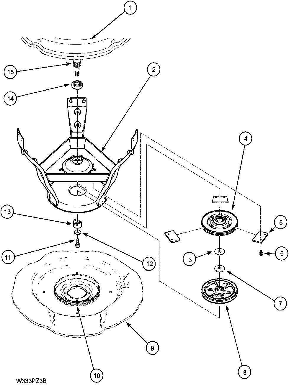Weldment/bearing assy and brake/pulley