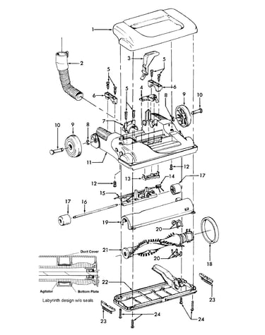 Agitator, mainbody, hood