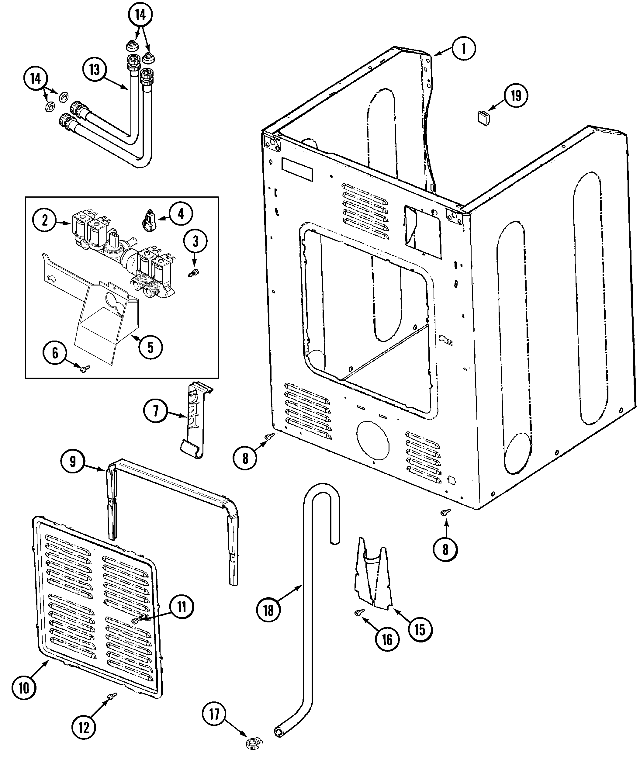 Cabinet-rear (washer)