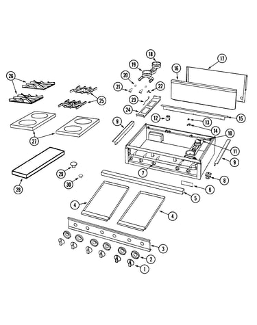 Top assembly/gas controls