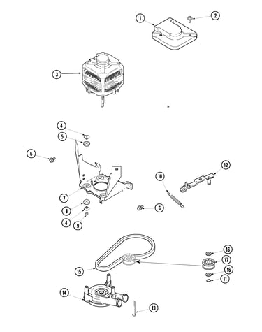 Motor, pump and idler assembly