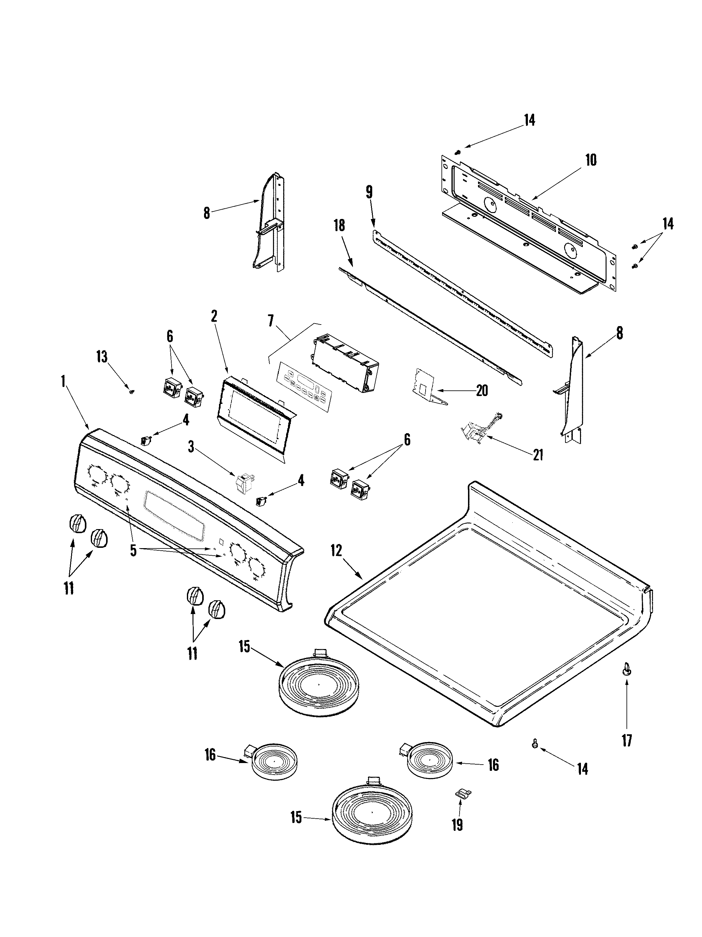 Control panel/top assembly