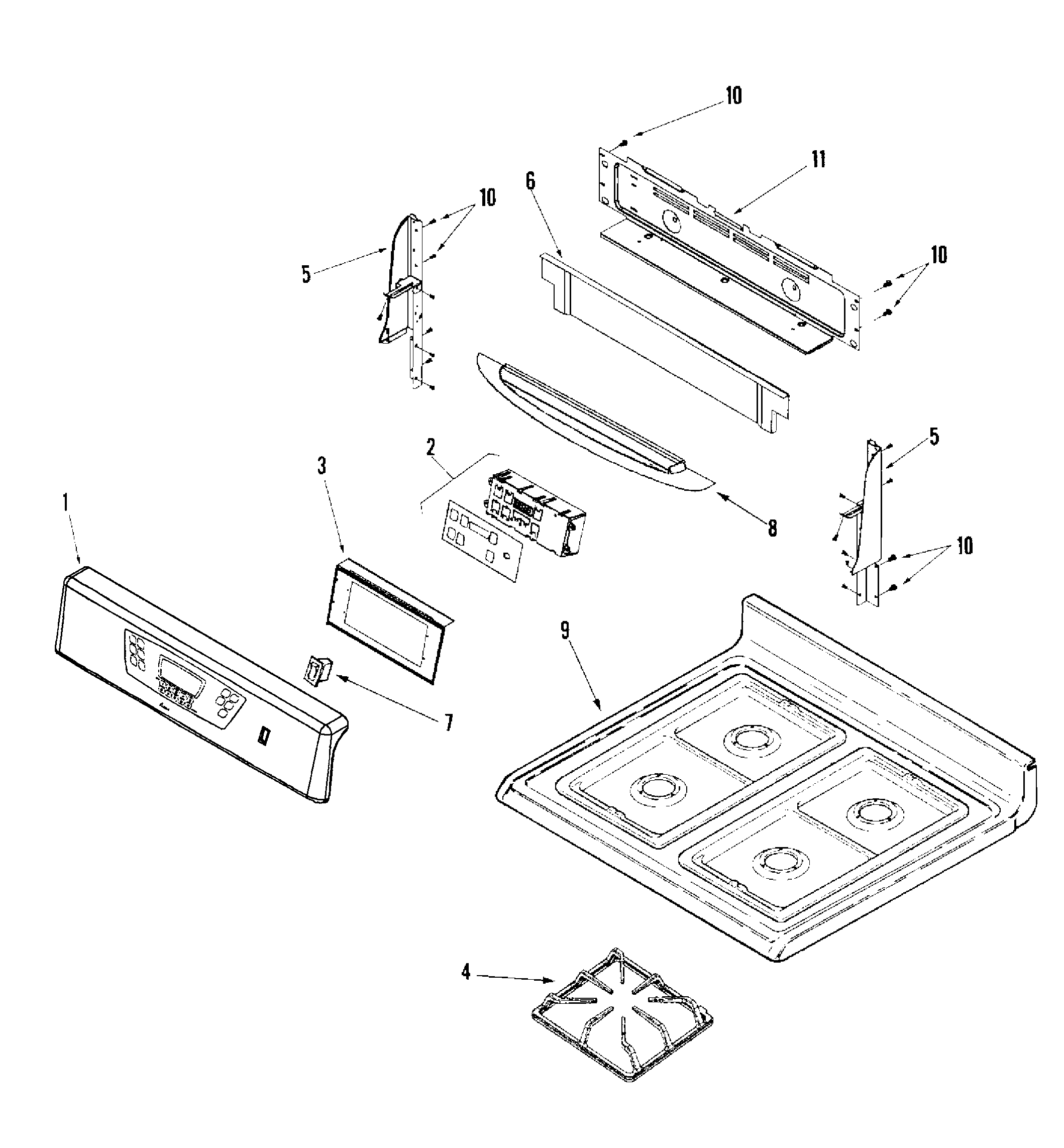 Control panel/top assembly
