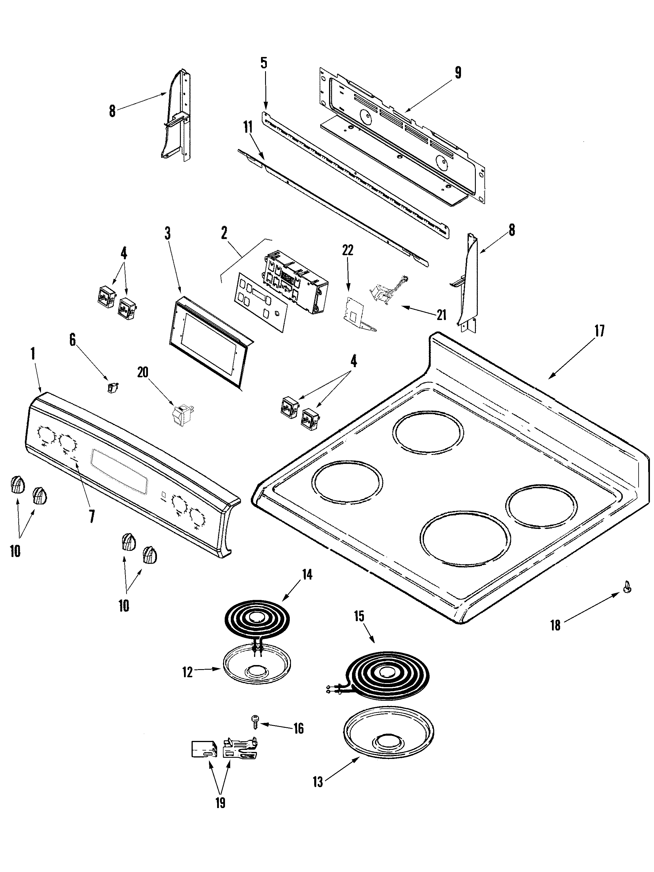 CONTROL PANEL/TOP ASSEMBLY