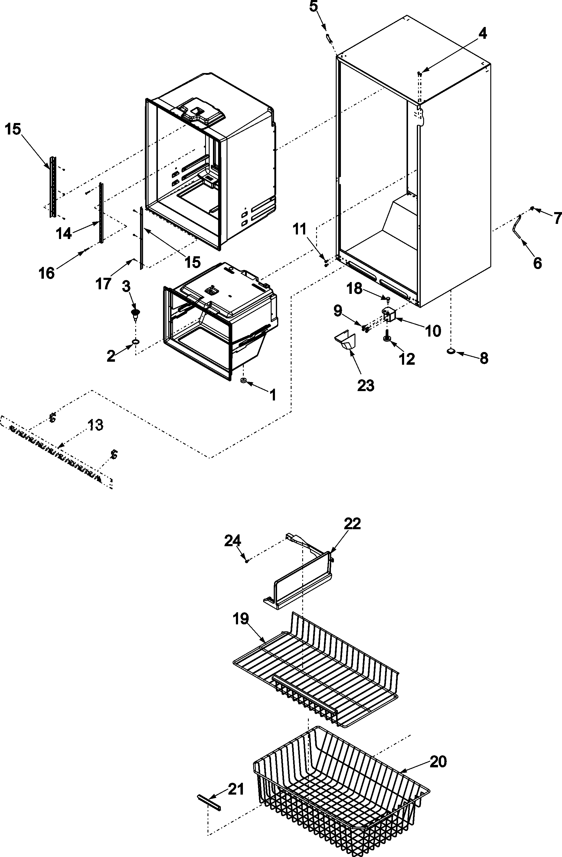 Interior cabinet & freezer shelving