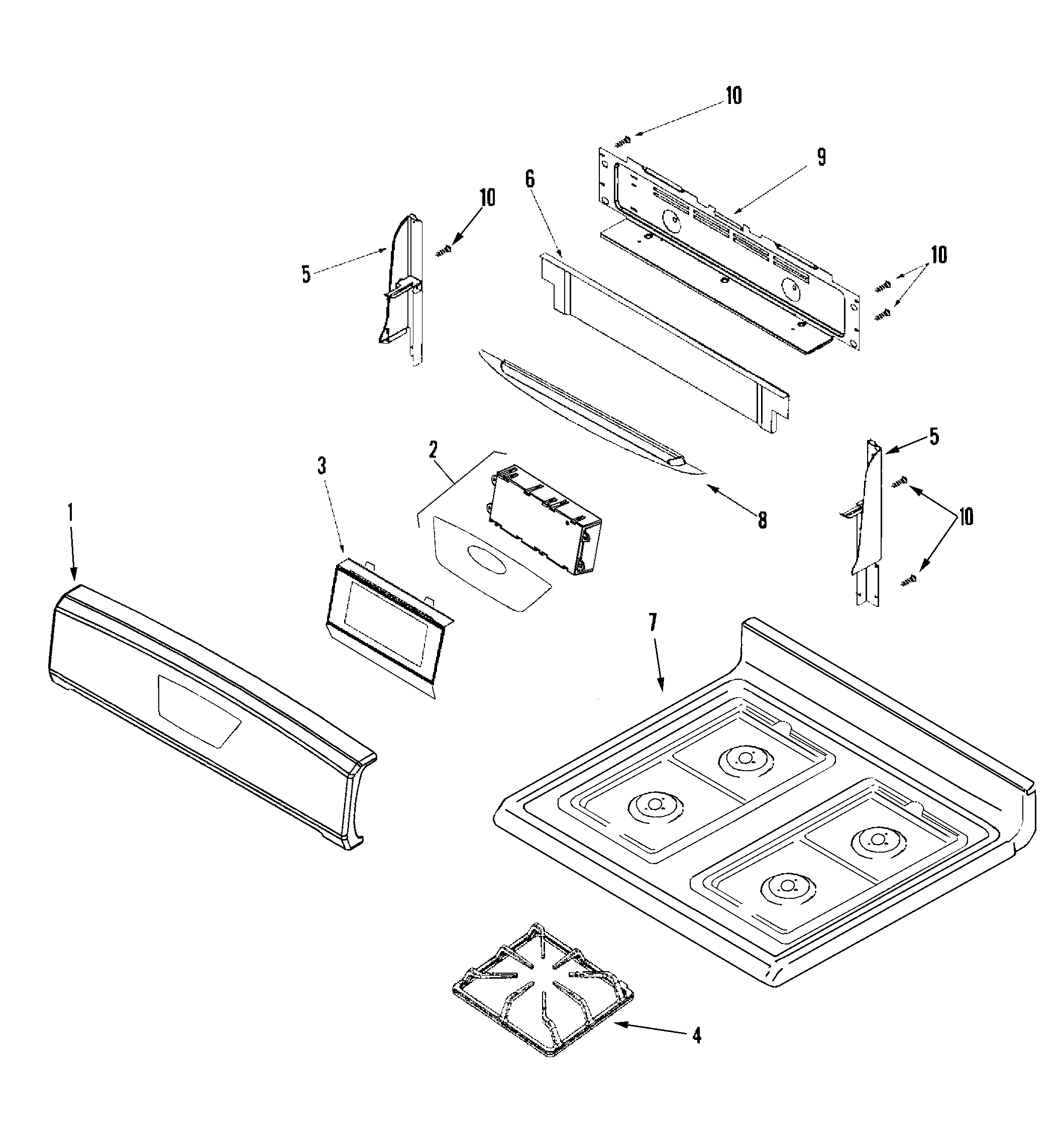 Control panel/top assembly
