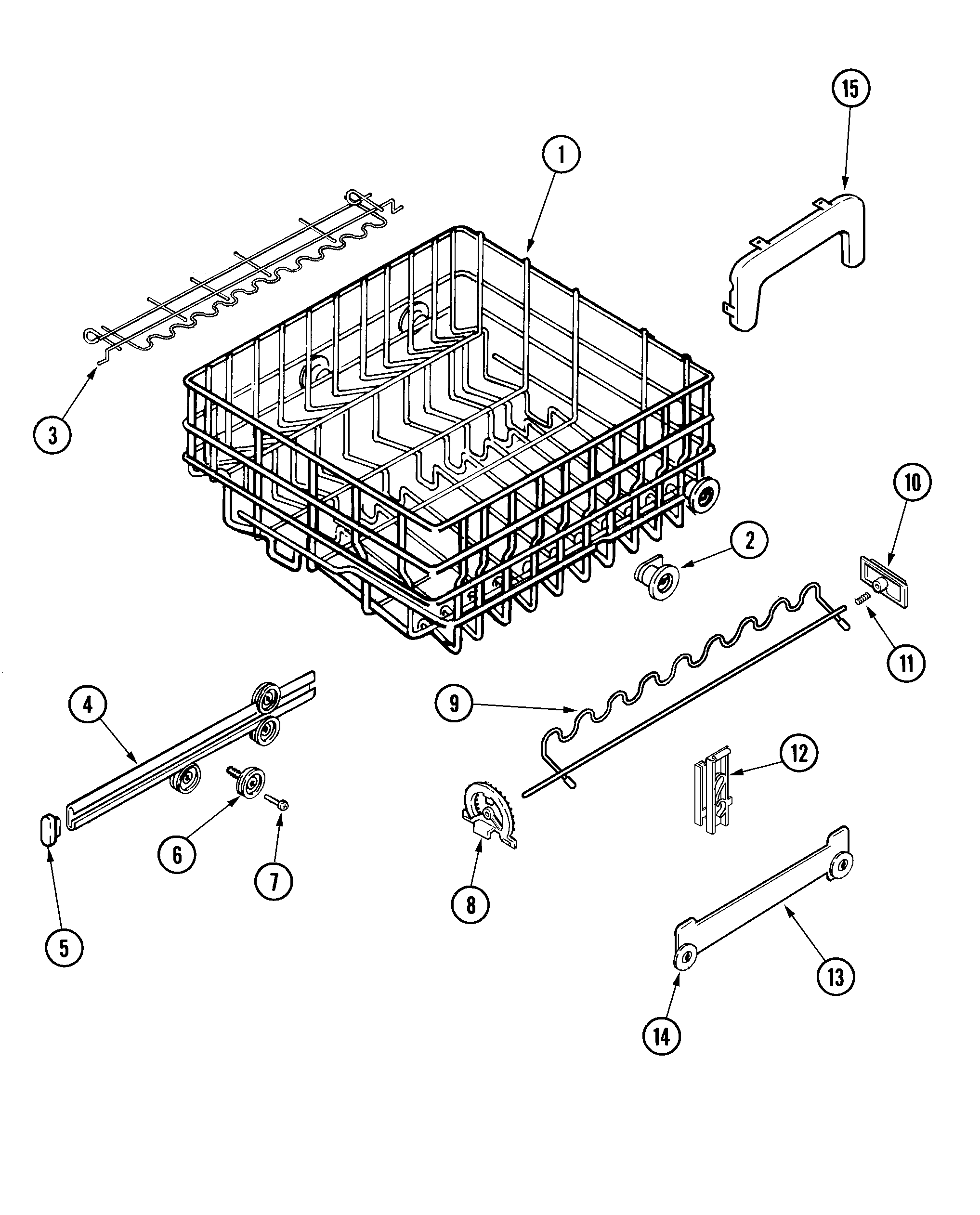 Upper rack & track assembly