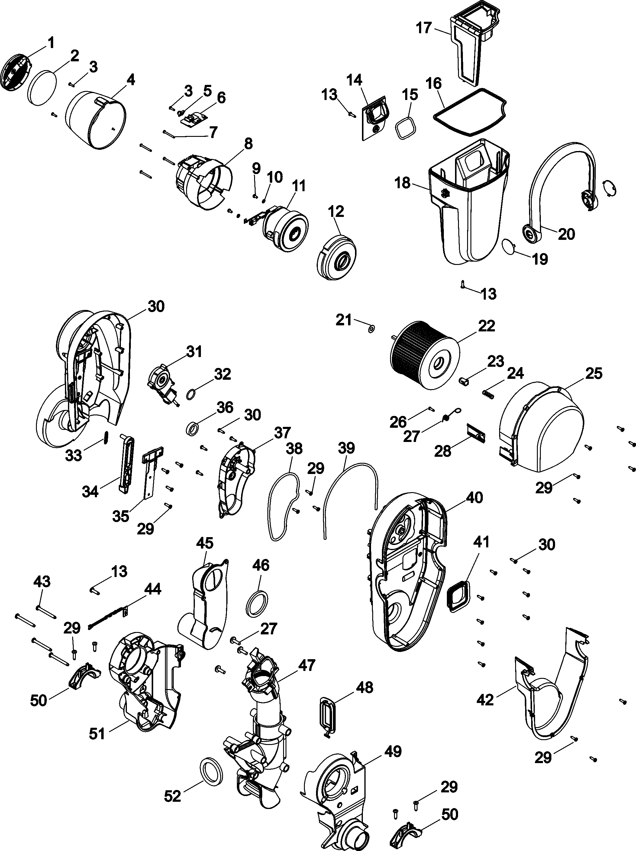 Motor and main pivot asy