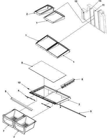 Refrigerator shelving,crispers & ladders