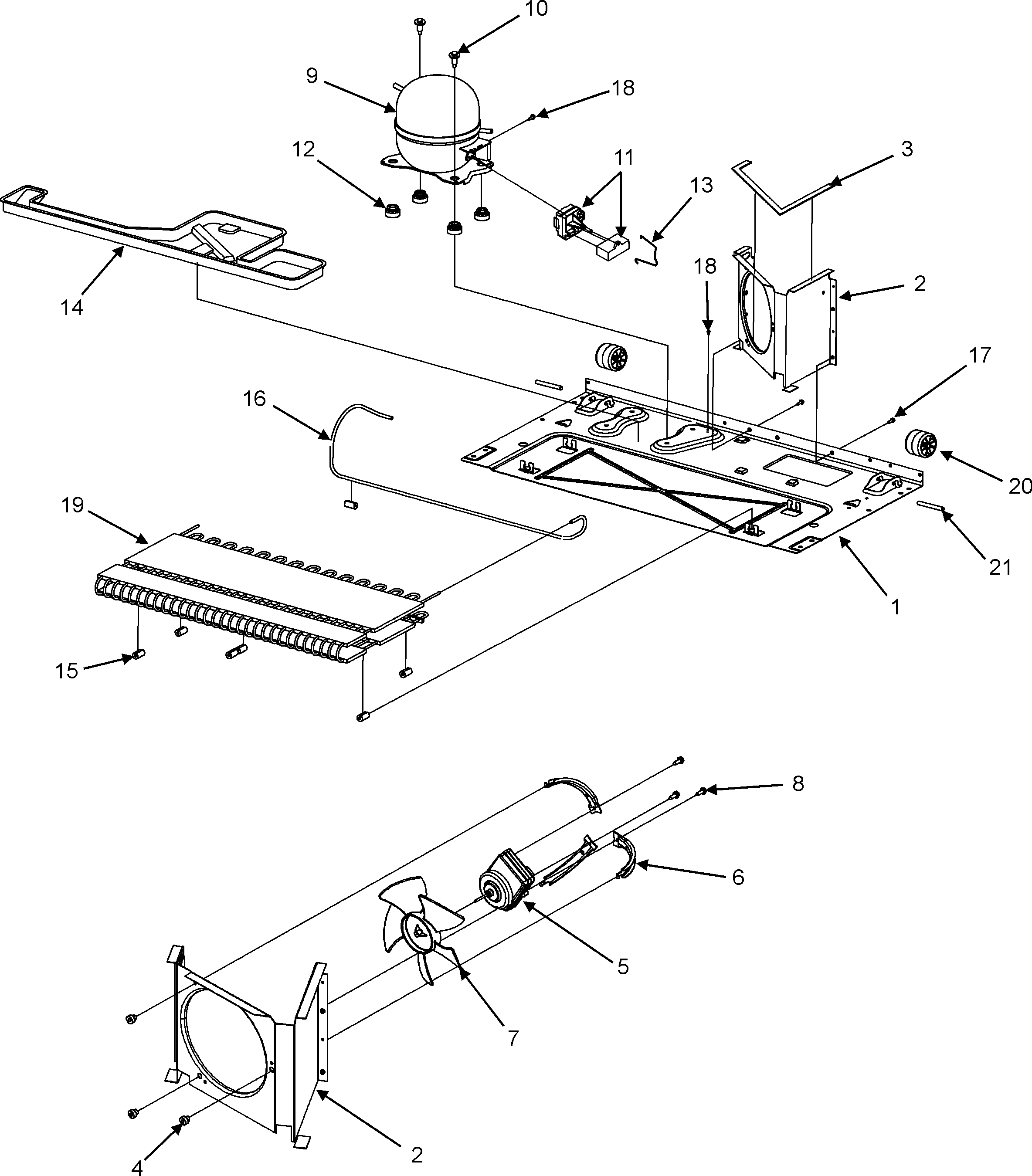 MACHINE COMPARTMENT/BACK ROLLERS