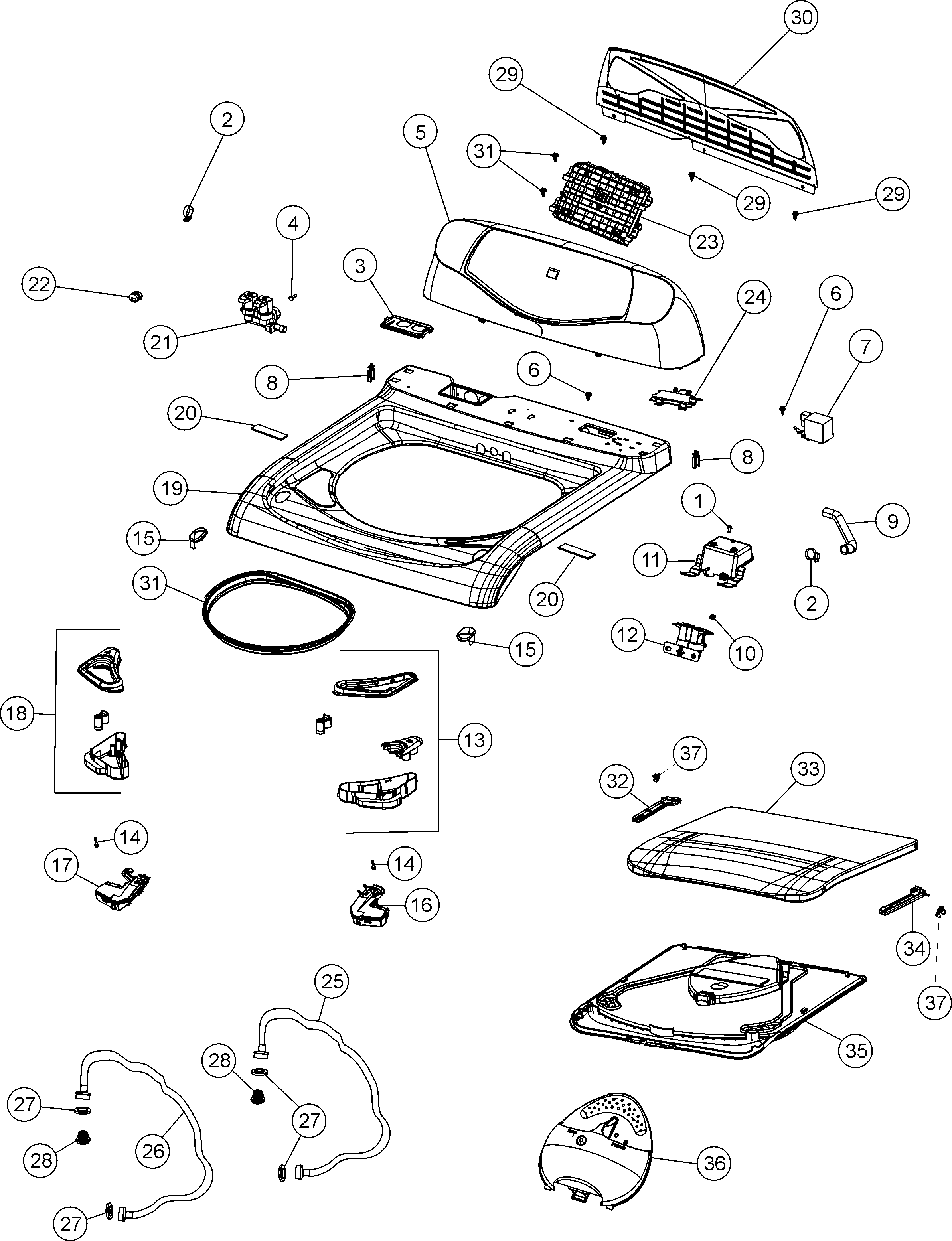 CONTROL PANEL, TOP & LID