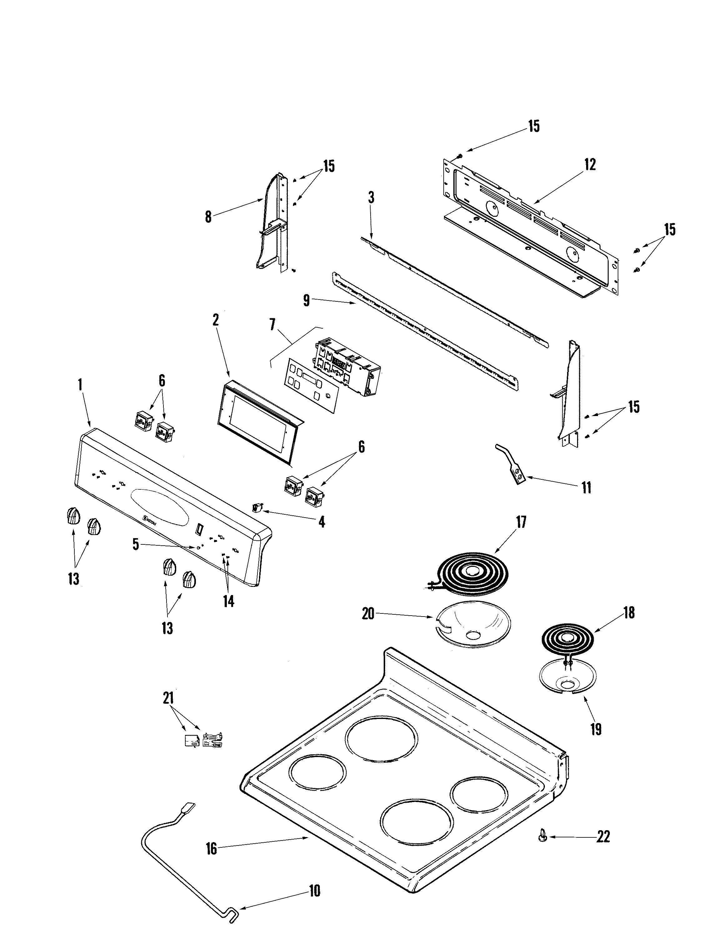 CONTROL PANEL/TOP ASSEMBLY