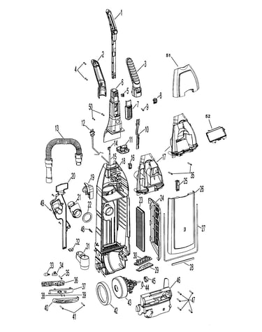 Motor, handle, hose, outerbag