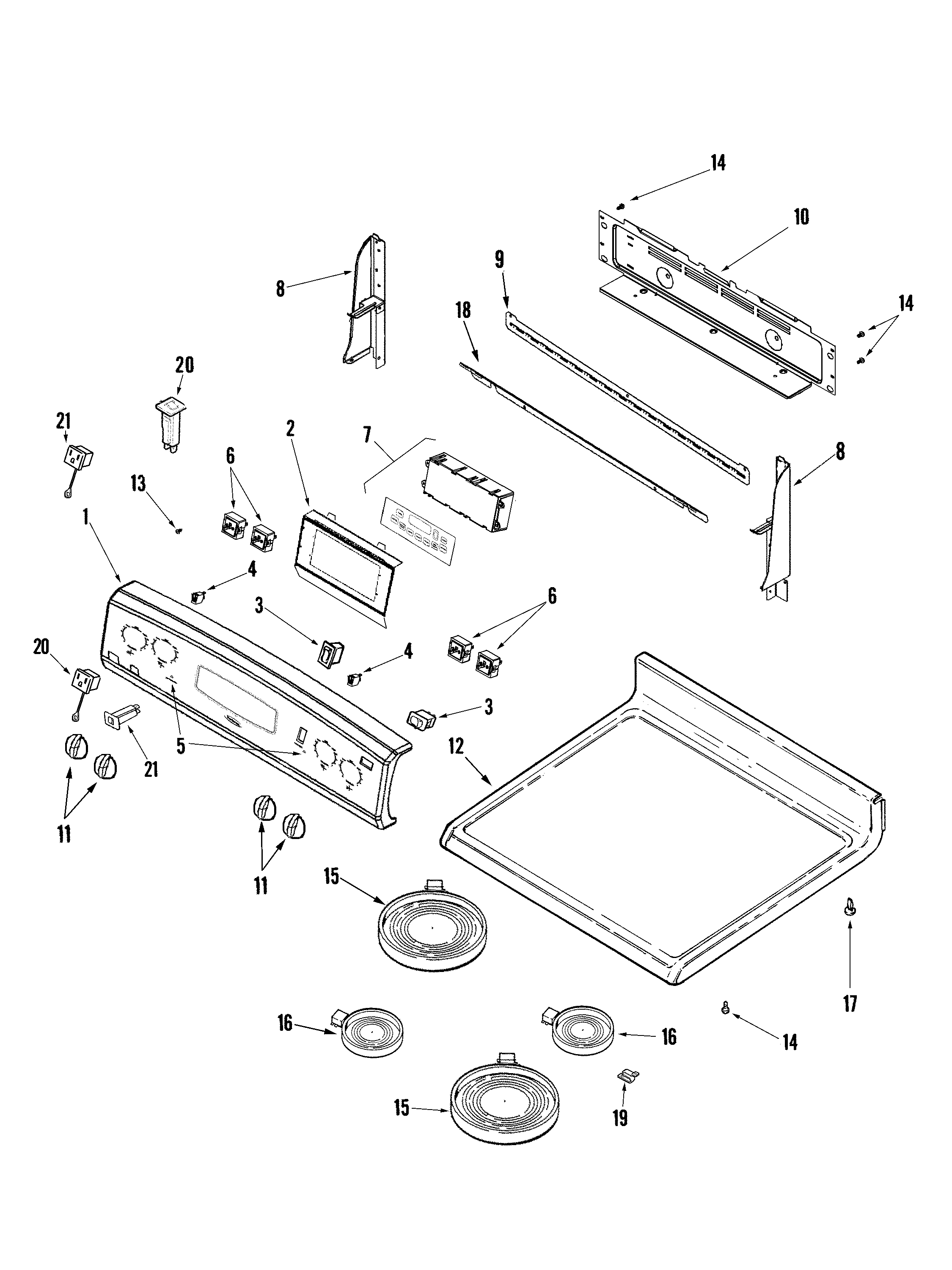 Control panel/top assembly