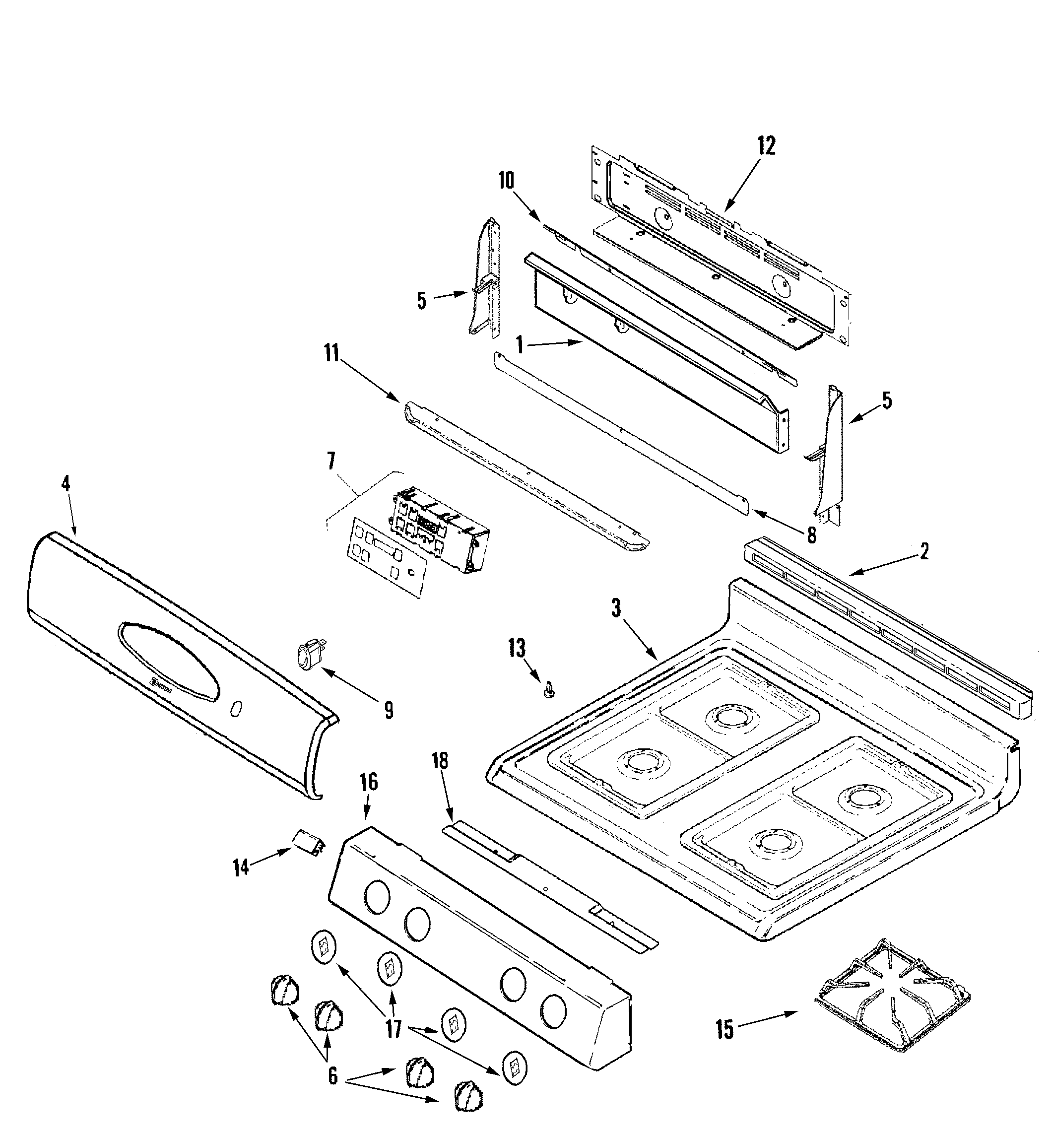 Control panel/top assembly