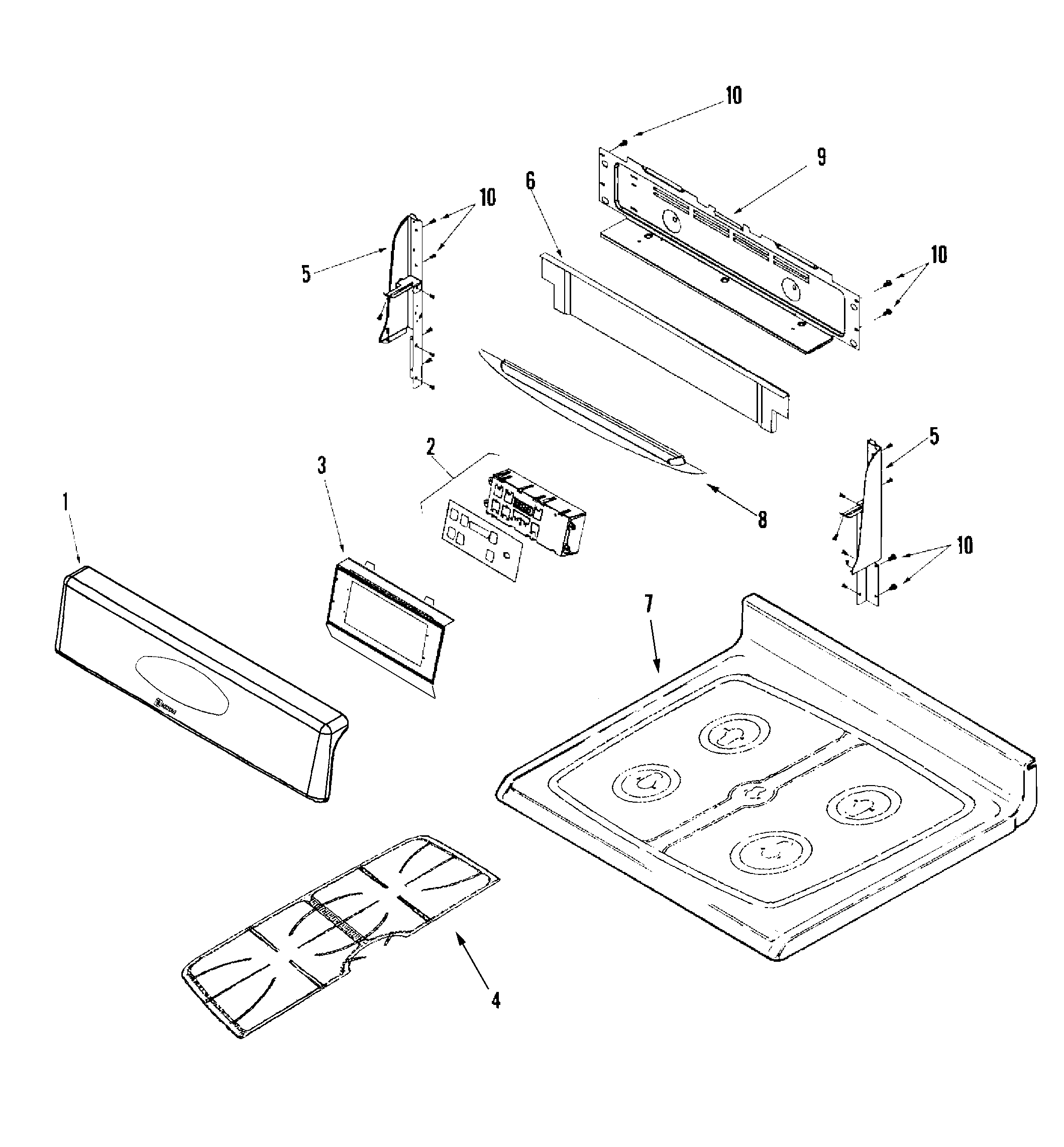 CONTROL PANEL/TOP ASSEMBLY