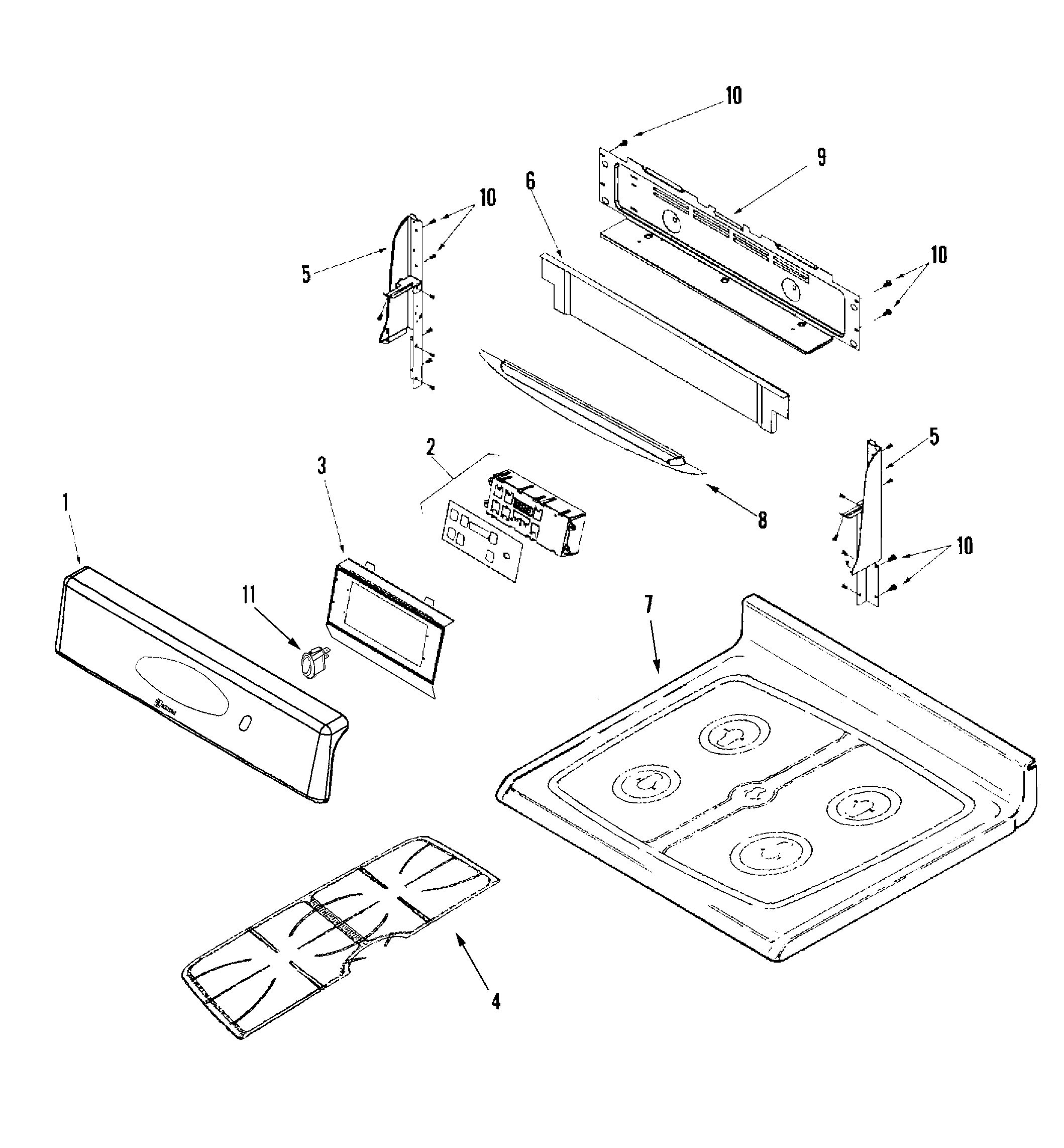 Control panel/top assembly