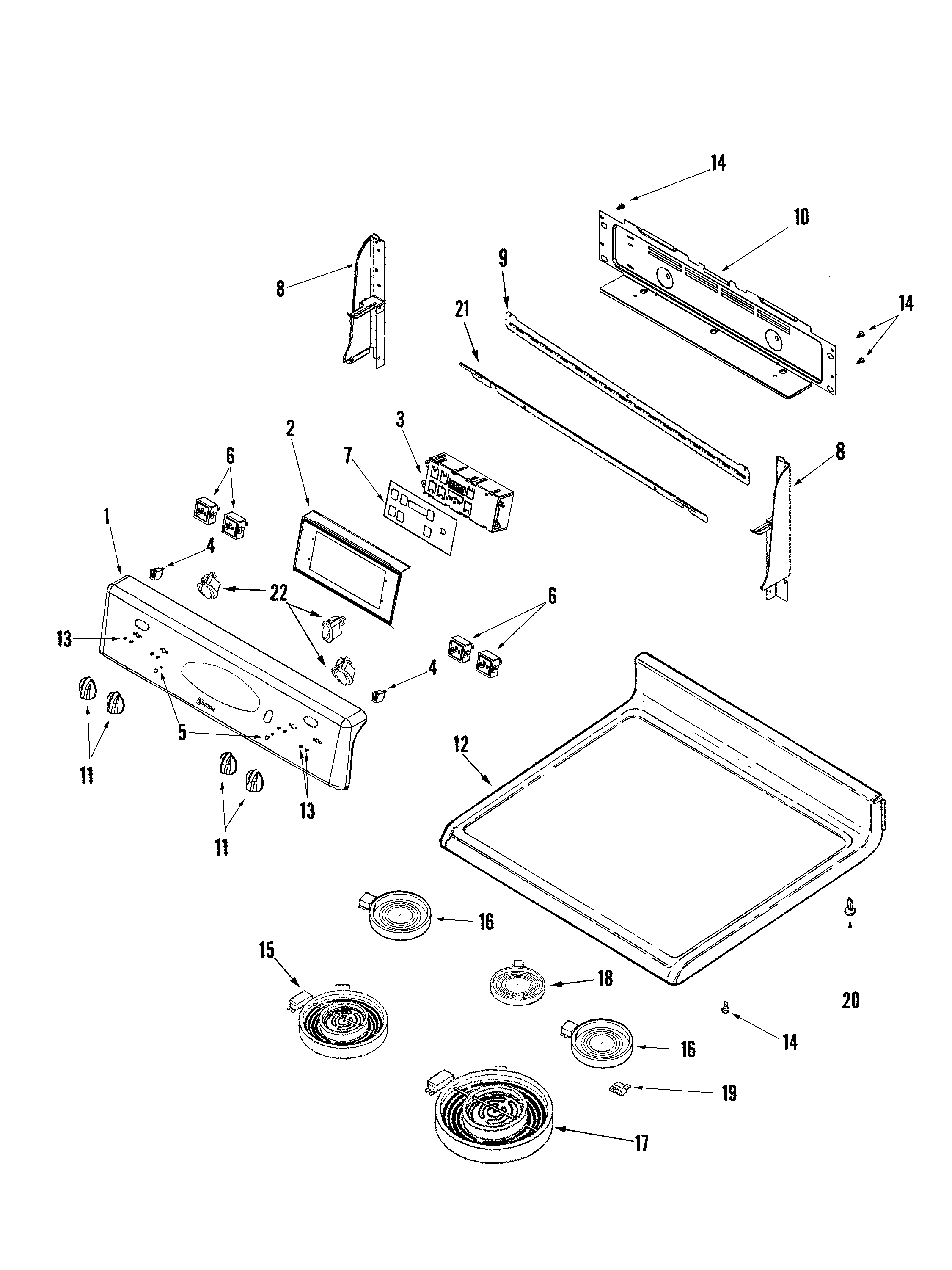 CONTROL PANEL/TOP ASSEMBLY(STL)