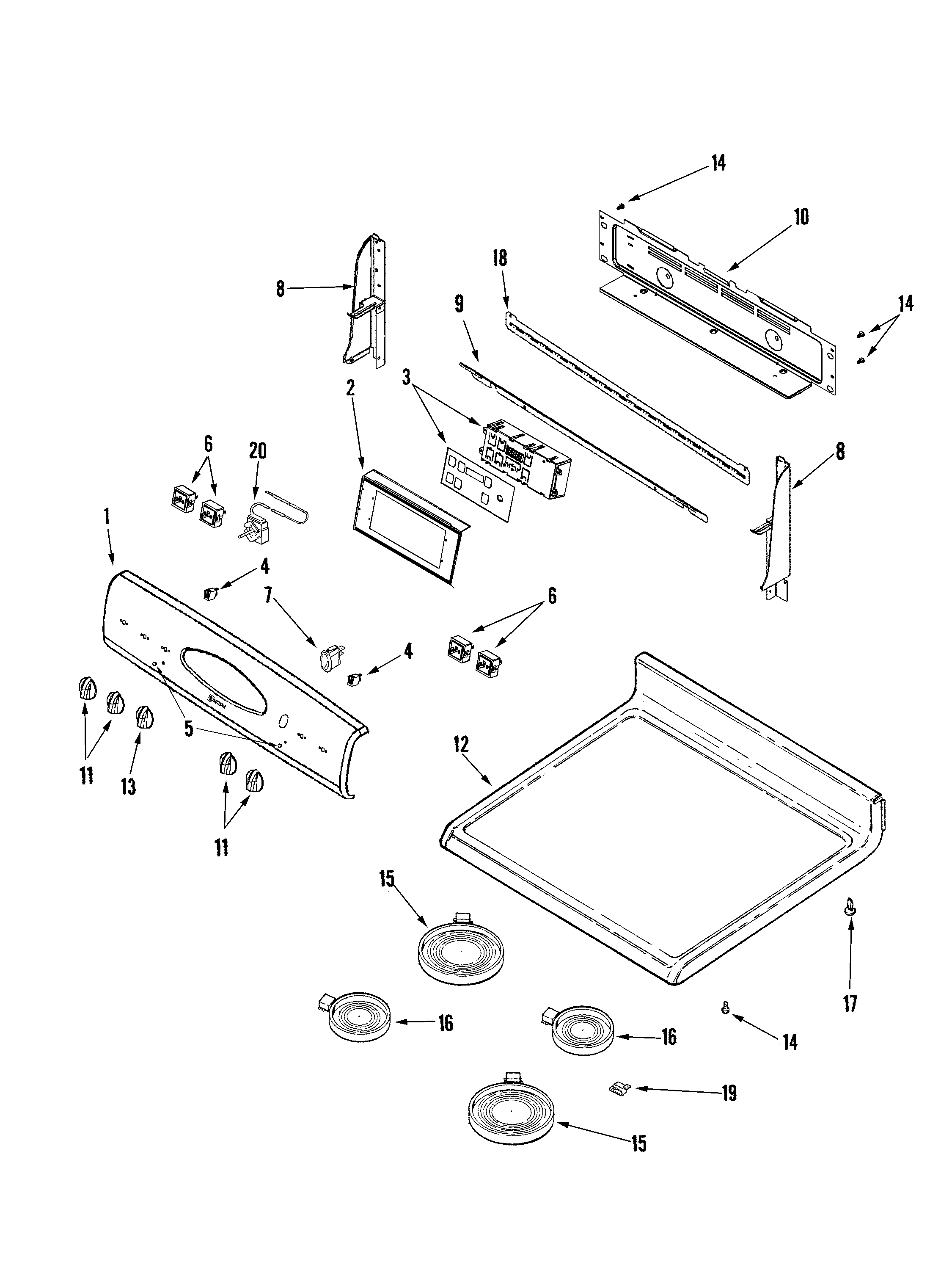 Control panel/top assembly