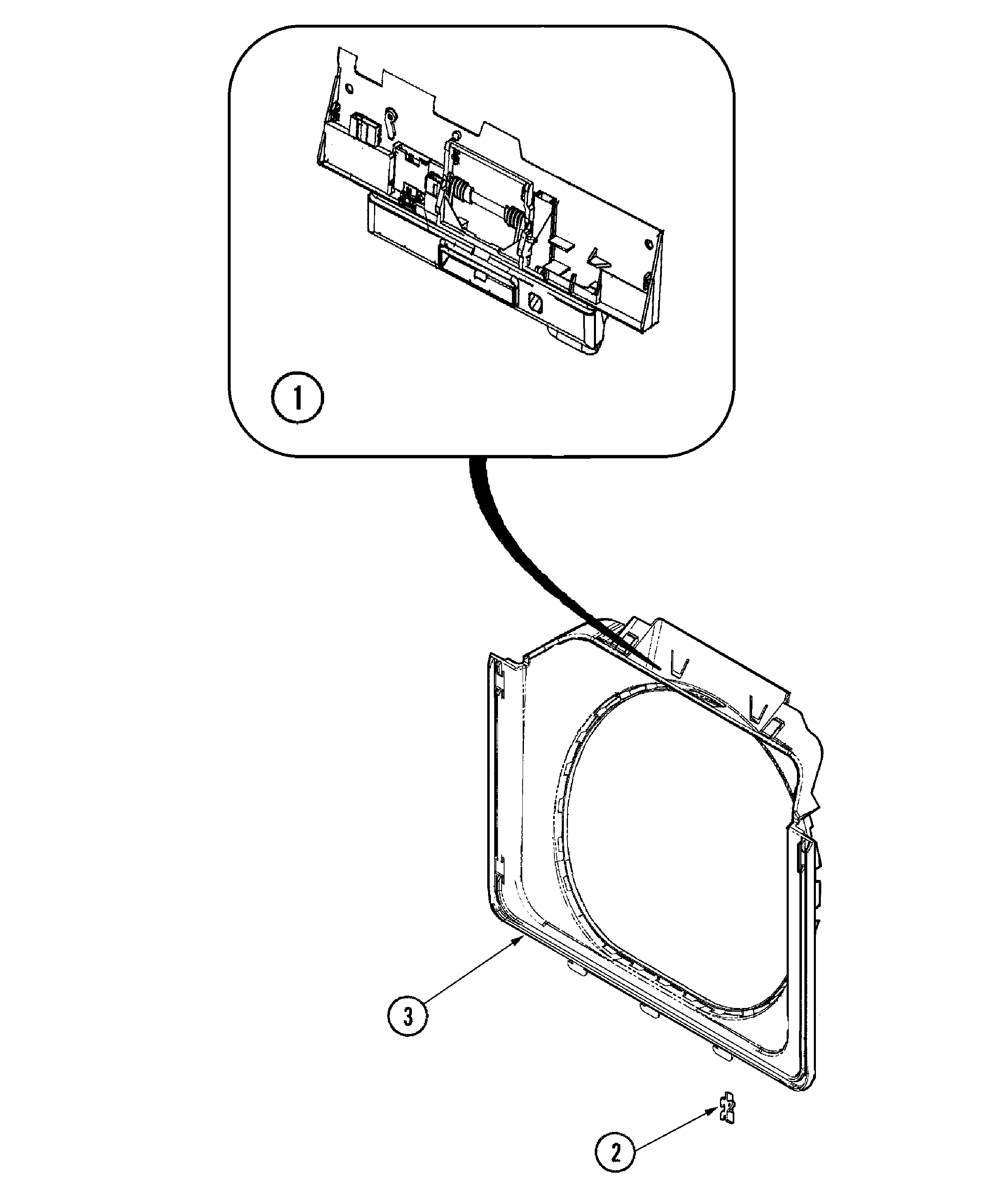 Door shroud & door latch assembly