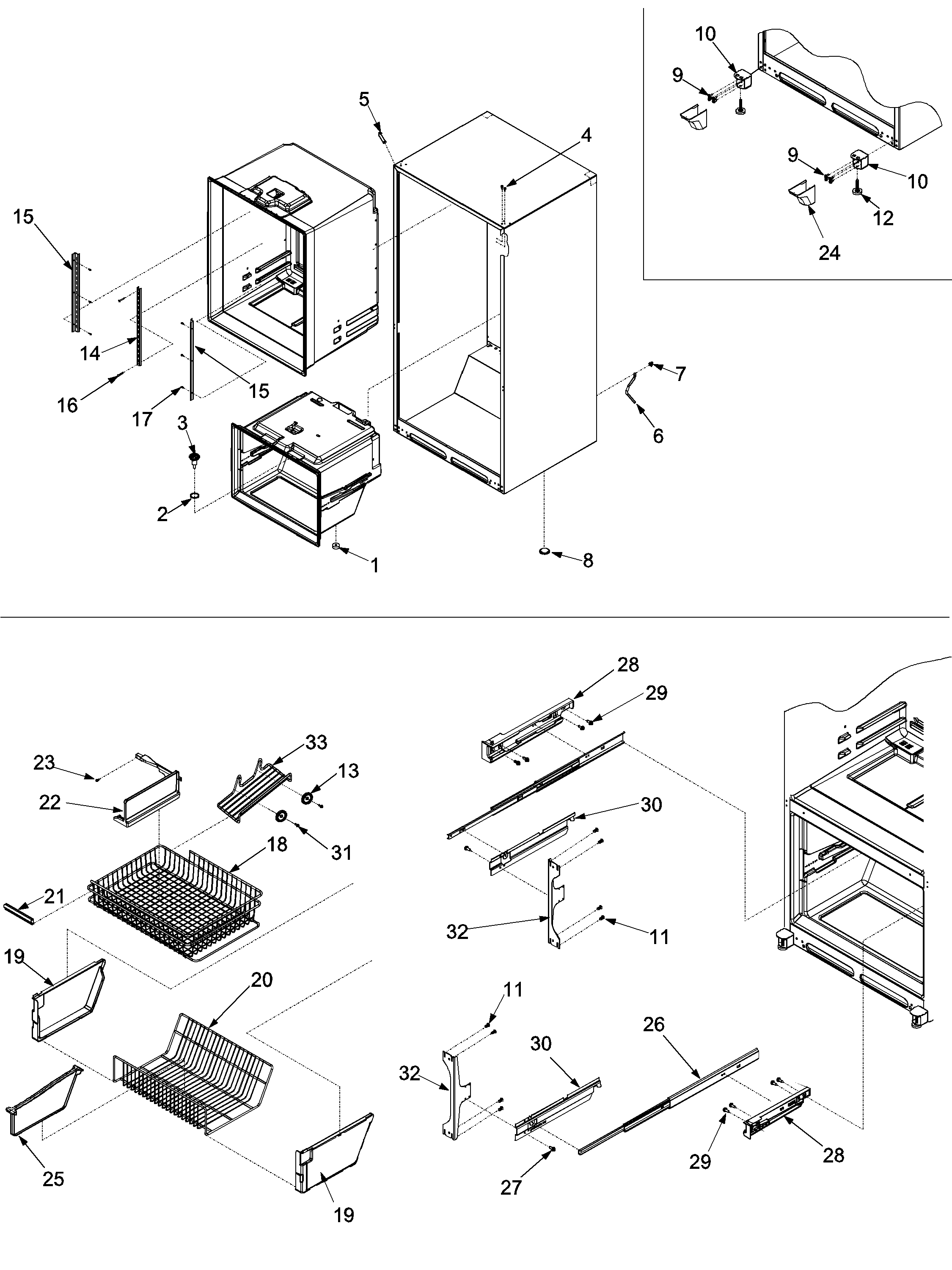 Interior cabinet & freezer shelving
