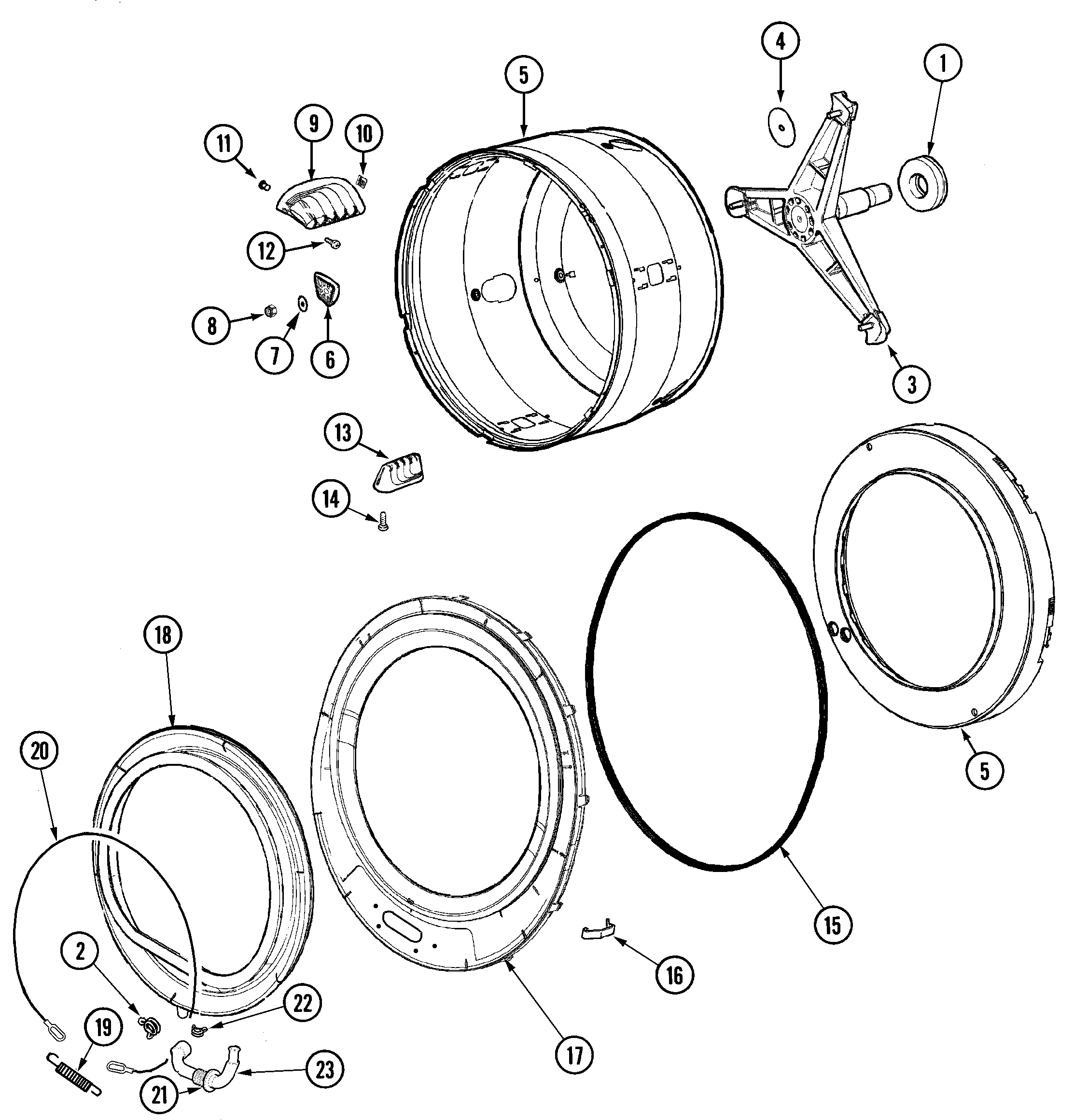 Spinner assy & outer tub cover