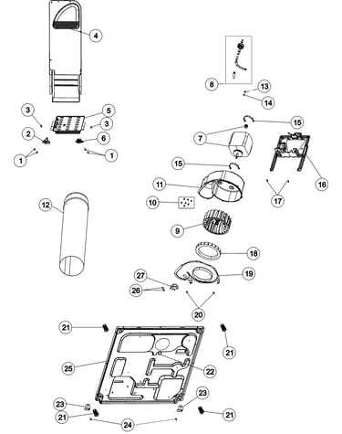 Base, heater & motor