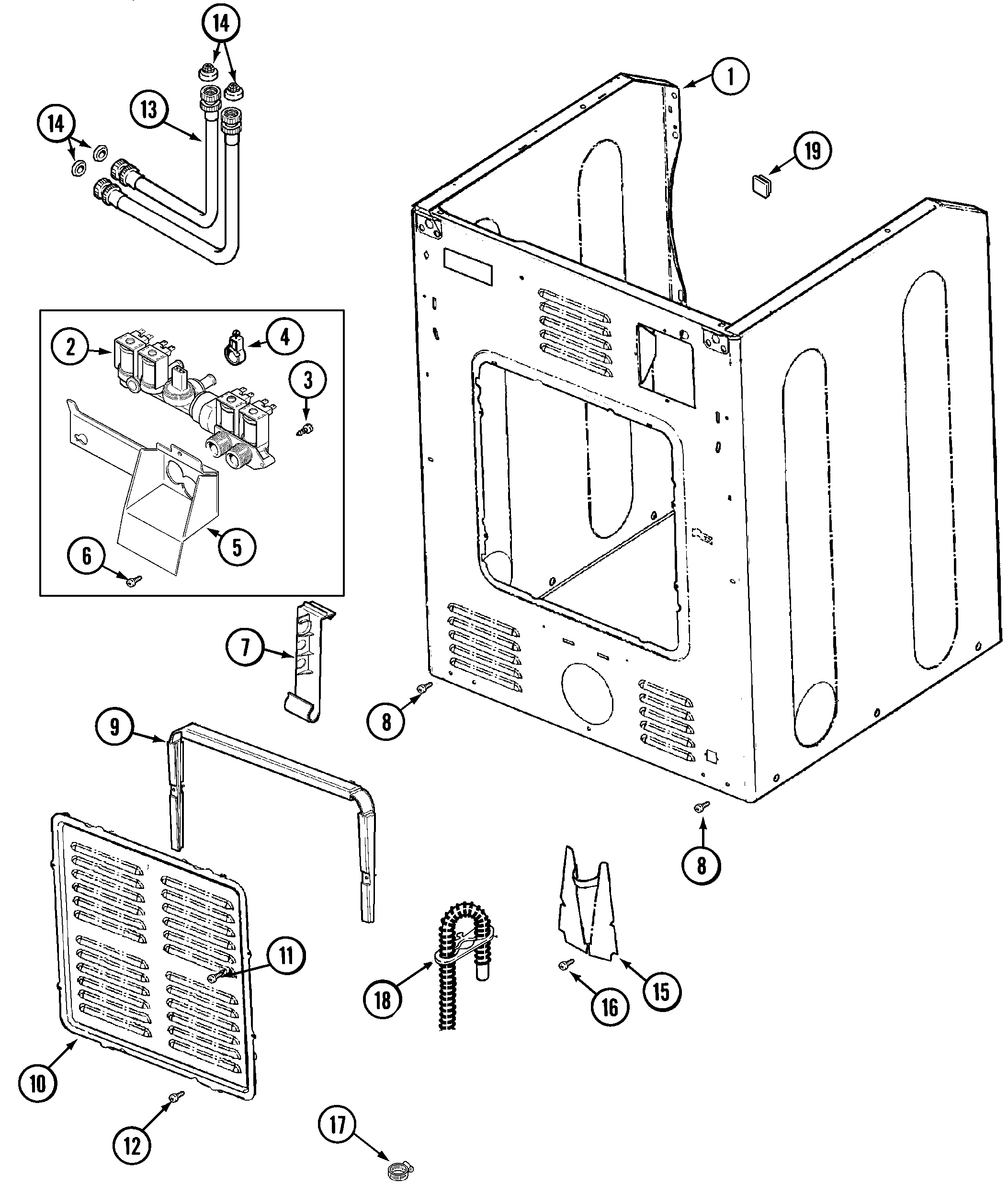 Cabinet-rear (washer)