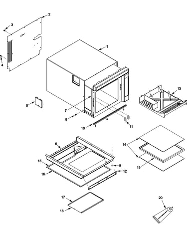 Tray, grease shield, cabinet,