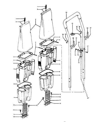Handle, dirtcup, outerbag