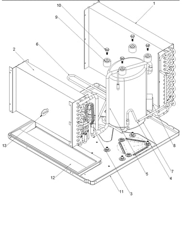 Evaporator, condenser and compressor
