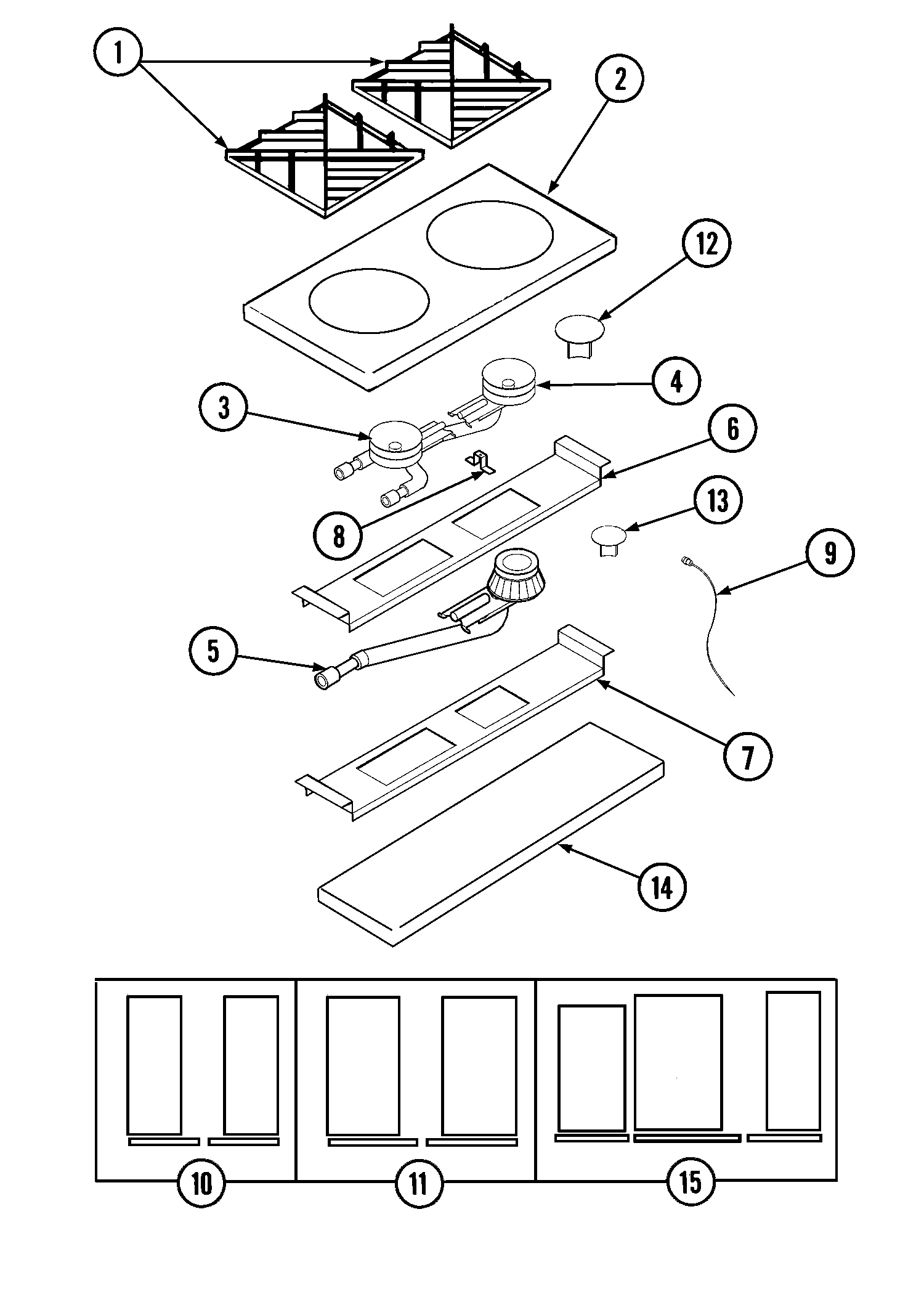 Top assembly/gas controls