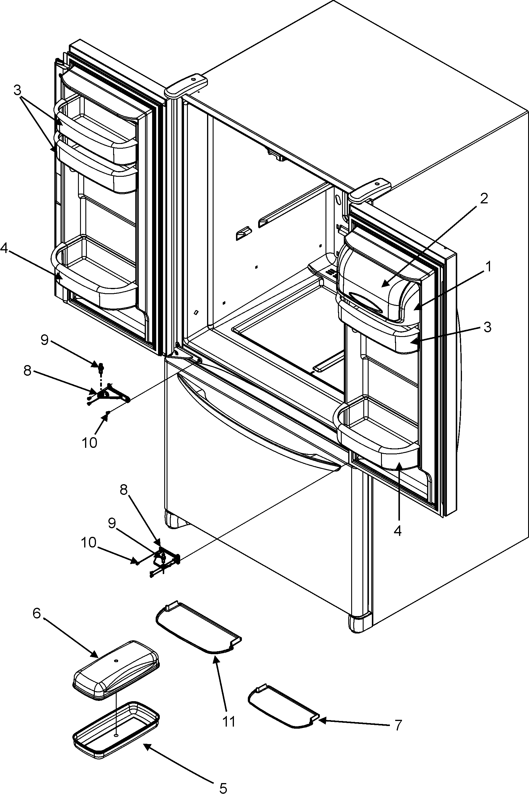 REF DR STORAGE & CENTER HINGES