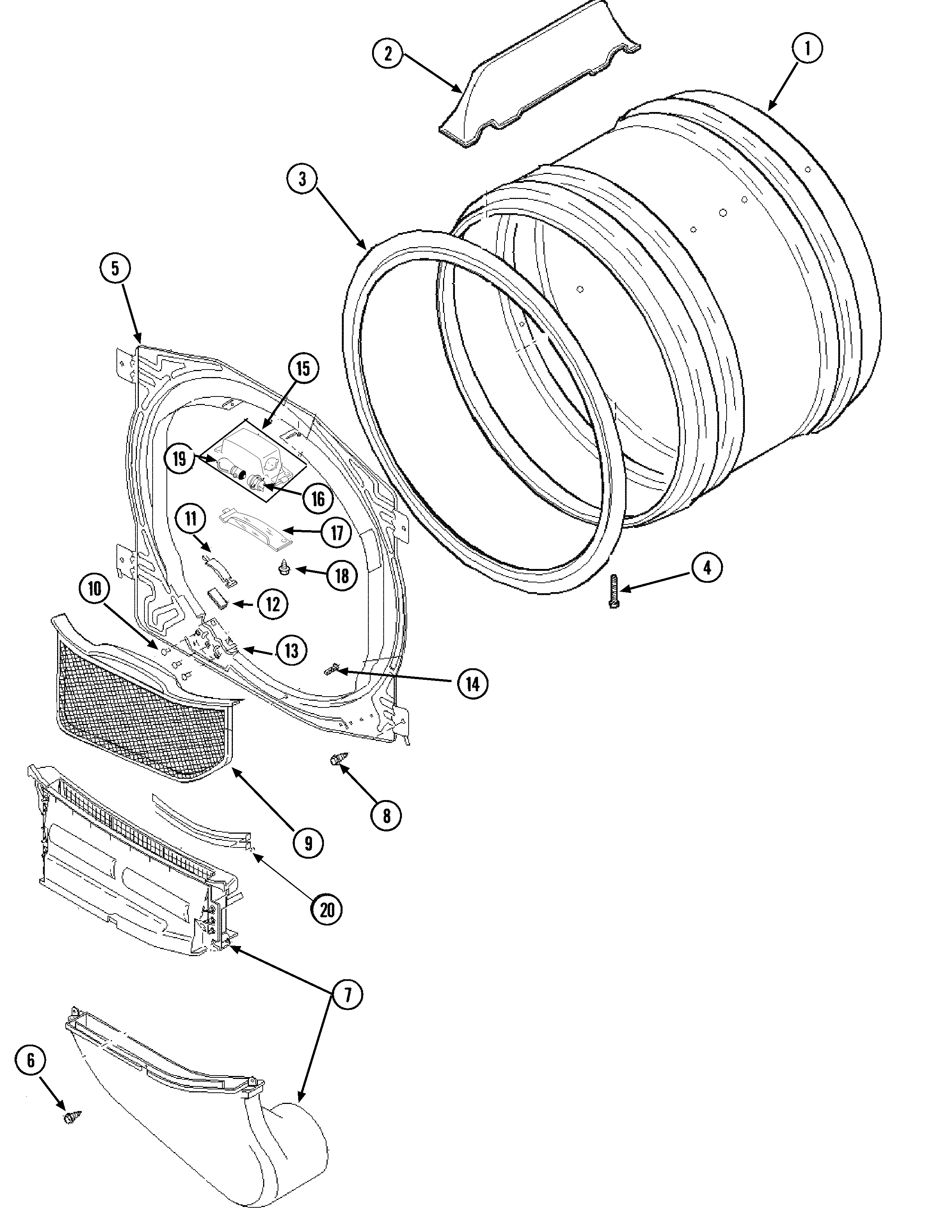 Front bulkhead, air duct & cylinder