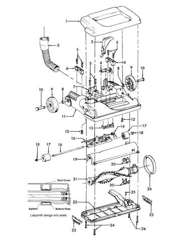 Agitator, mainbody, hood