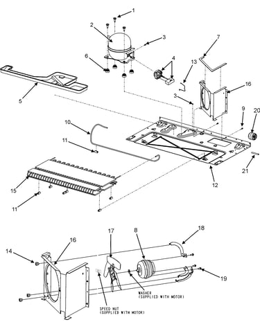 Compressor/cond motor/rear rollers