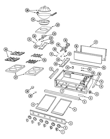 Top assembly/gas controls