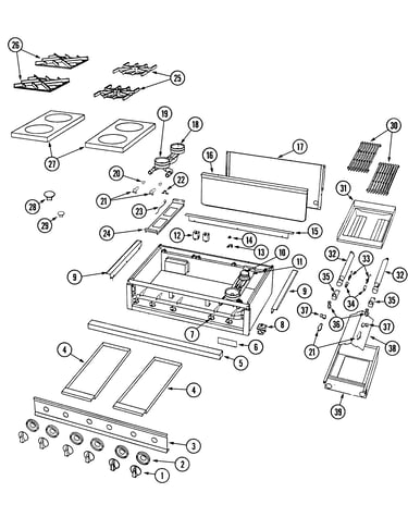 Top assembly/gas controls