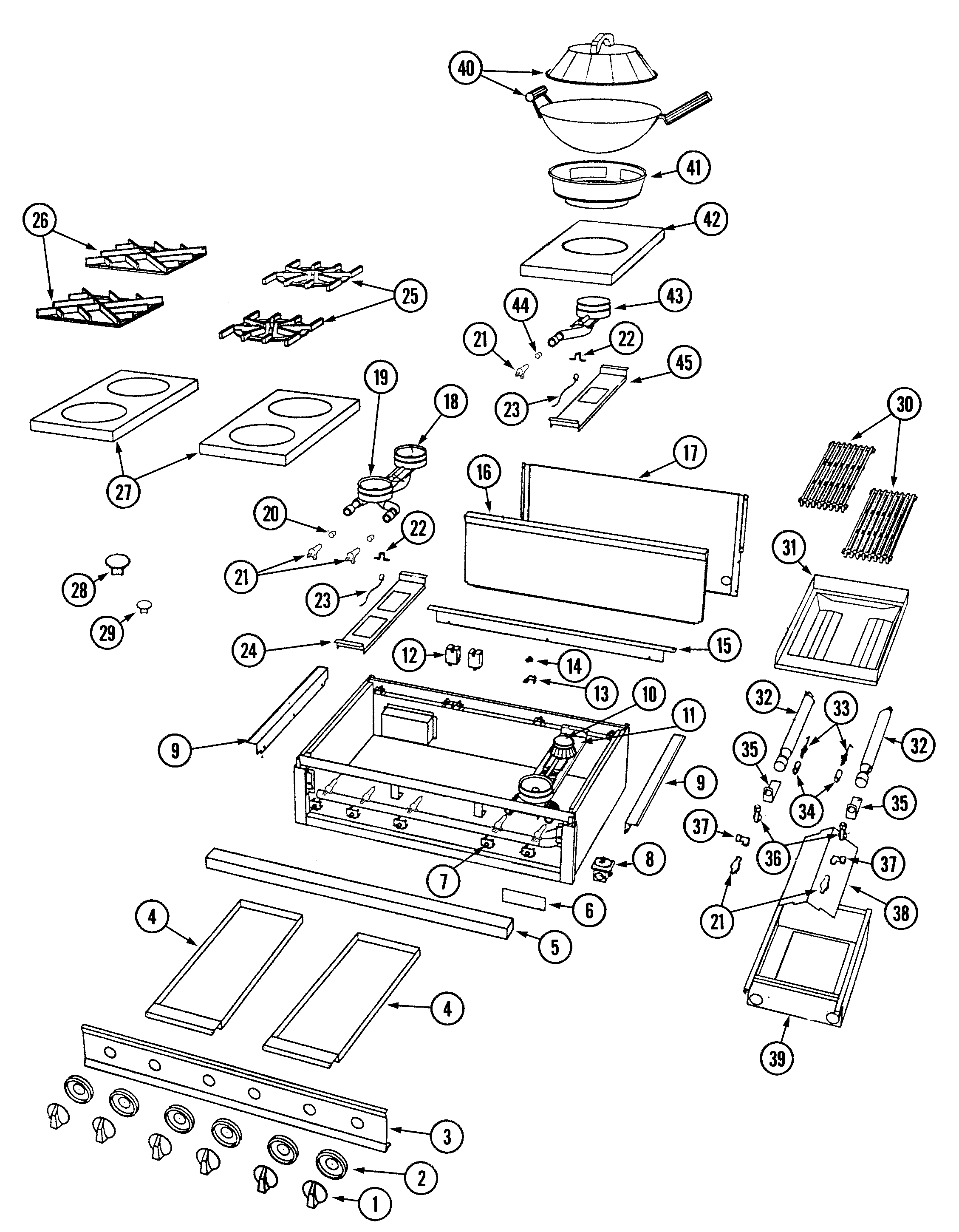 Top assembly/gas controls