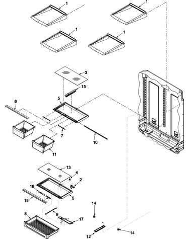 Refrigerator shelving