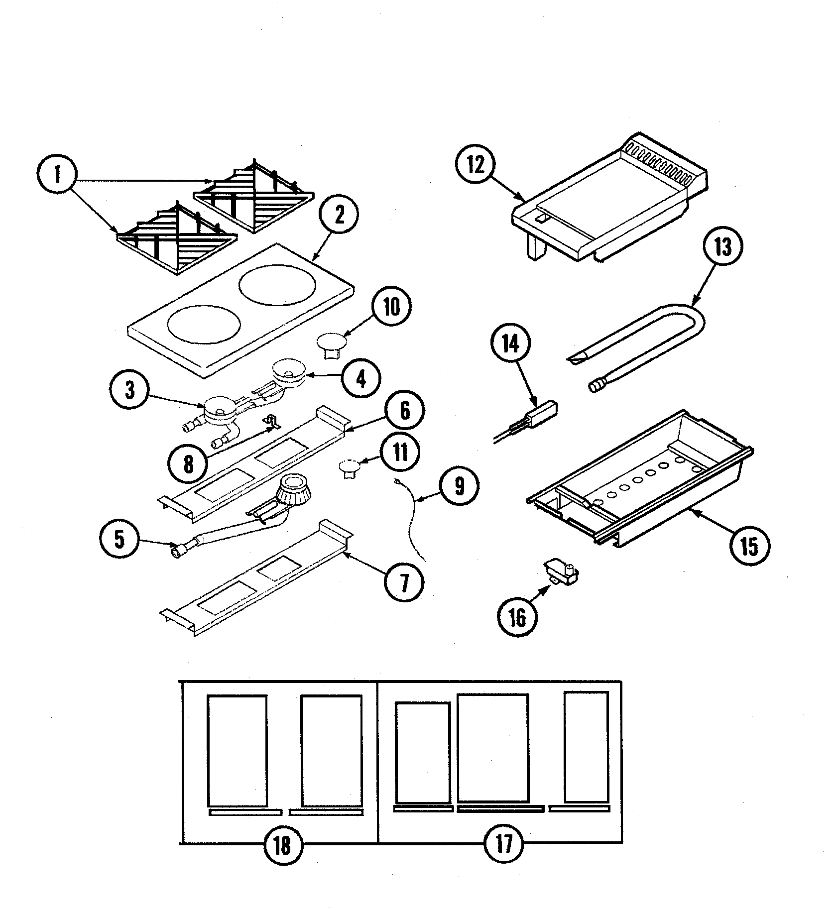 Top assembly/gas controls