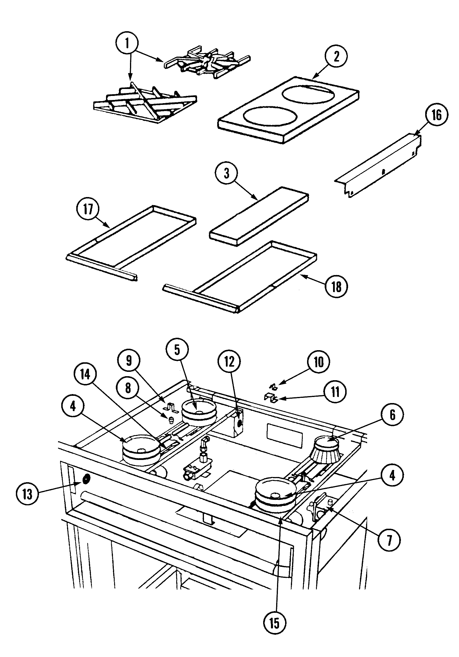 Top assembly/gas controls